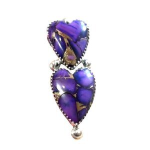 Grape Dahlia Sterling Silver Adjustable Heart Ring